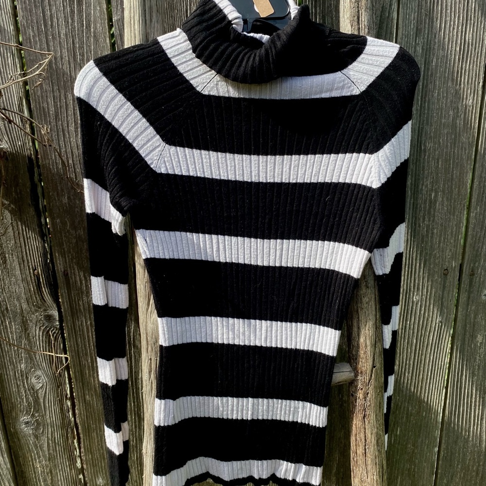 INC black & white striped turtle neck
